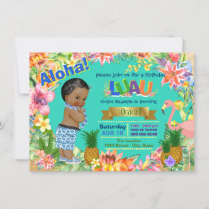 Boys Luau Birthday Party African American Luau Invitation