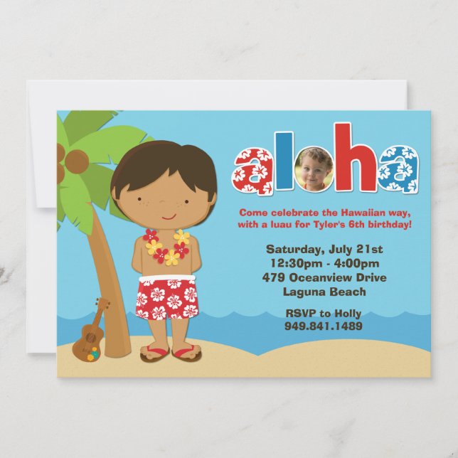 Boys Luau Birthday Party Invitation (Front)