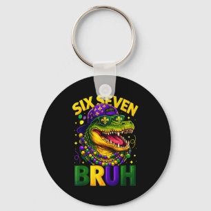 Boys Mardi Gras Six Seven Bruh Mardigator Alligato Key Ring