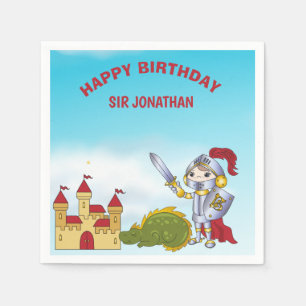  Boys Medieval Knight Dragon Birthday Party     Napkin