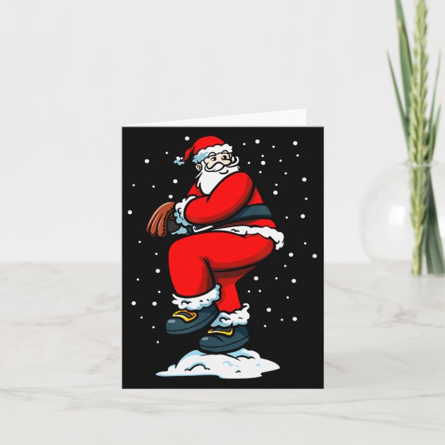 Boys Men Xmas Tcher Santa Claus Christmas Baseball Card (Front)