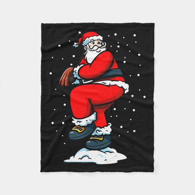 Boys Men Xmas Tcher Santa Claus Christmas Baseball Fleece Blanket (Front)