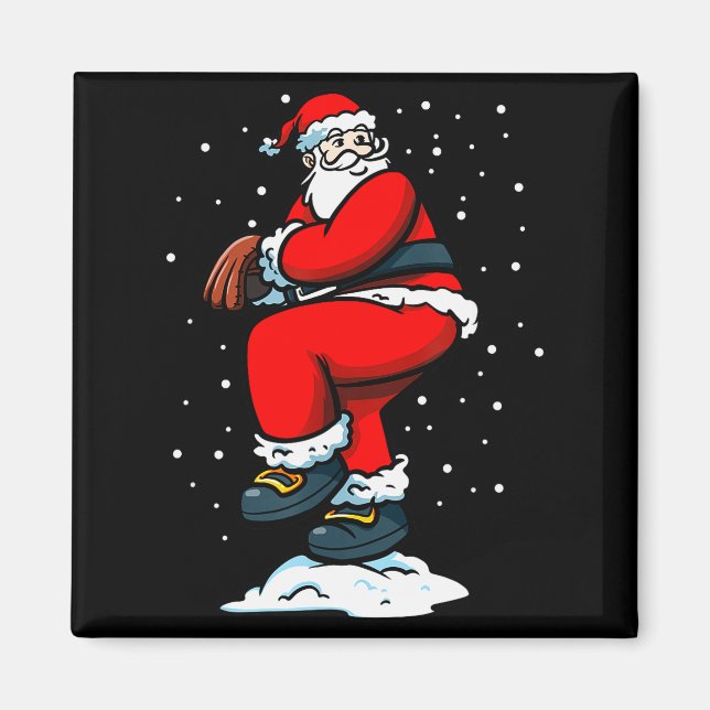 Boys Men Xmas Tcher Santa Claus Christmas Baseball Magnet (Front)