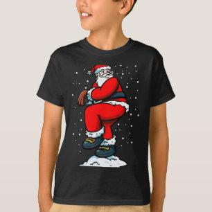 Boys Men Xmas Tcher Santa Claus Christmas Baseball T-Shirt