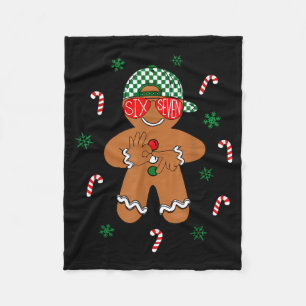 Boys Mens Christmas 6 7 Gingerbread Funny Meme Six Fleece Blanket