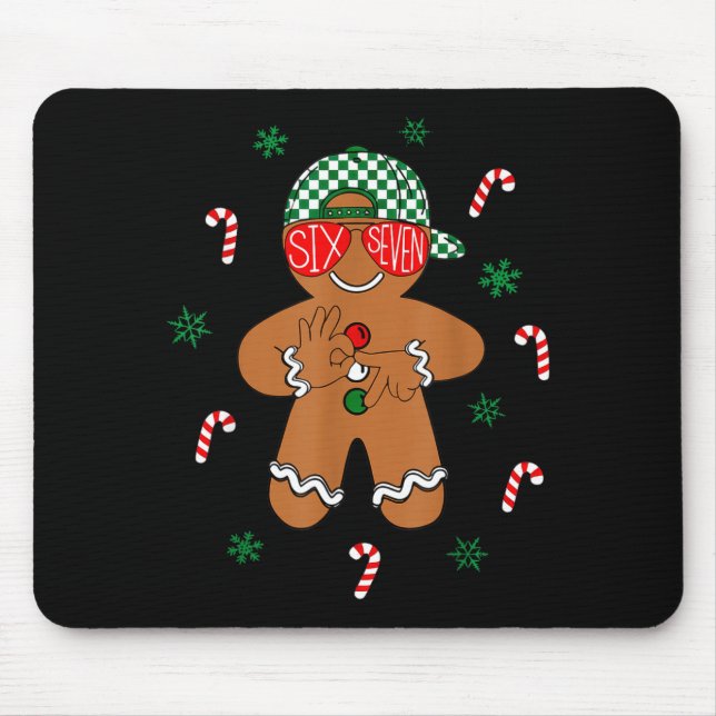 Boys Mens Christmas 6 7 Gingerbread Funny Meme Six Mouse Mat (Front)
