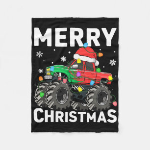Boys Merry Christmas Monster Truck Santa Hat Toddl Fleece Blanket