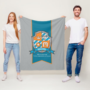 Boys Miguel or letter M name meaning grey orange Fleece Blanket