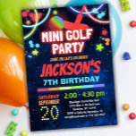 Boys Mini Golf Birthday Party Invitation<br><div class="desc">Neon glow rainbow colours mini golf birthday party invitation for boys and girls.</div>