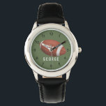 Boys Modern and Cute Football Sports Kids Watch<br><div class="desc">This cute sports-themed boys watch design features an American football cartoon with numbers,  and can be personalised with your boys name. Perfect for sports-loving children,  great for a birthday gift!</div>