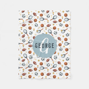 Boys Modern Blue Football Sports Kids Fleece Blanket