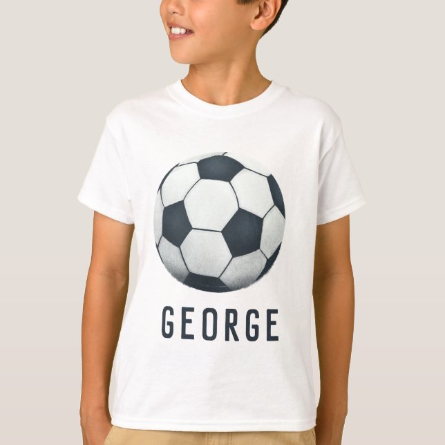 Boys Modern Blue Soccer Jersey Number Sports T-Shirt (Front)