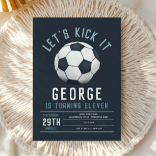 Boys Modern Blue Soccer Kids Birthday Invitation