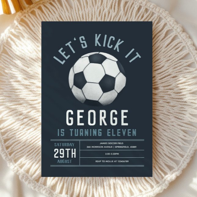 Boys Modern Blue Soccer Kids Birthday Invitation (Creator Uploaded)