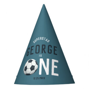 Boys Modern Blue Sports Kids 1st Birthday Party Hat