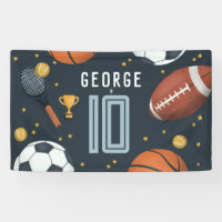 Boys Modern Blue Sports Kids Birthday