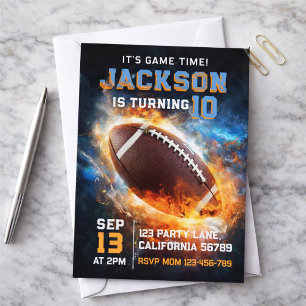 Boys Modern Blue Sports Kids Birthday Invitation