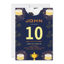 Boys Modern Blue Sports Kids Birthday Invitation
