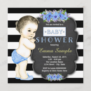 Boys Modern Chalkboard Baby Shower Invitation