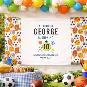 Boys Modern Sports Birthday Party   Game Day Theme Banner