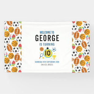 Boys Modern Sports Birthday Party   Game Day Theme Banner
