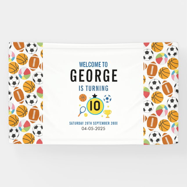 Boys Modern Sports Birthday Party | Game Day Theme Banner (Horizontal)