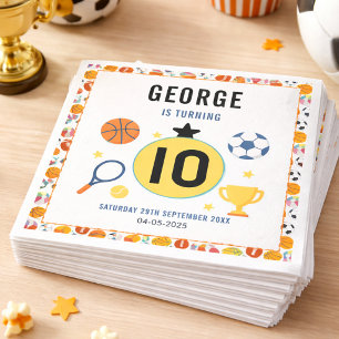 Boys Modern Sports Birthday Party   Game Day Theme Napkin