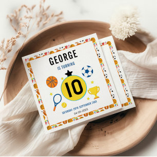 Boys Modern Sports Birthday Party   Game Day Theme Napkin