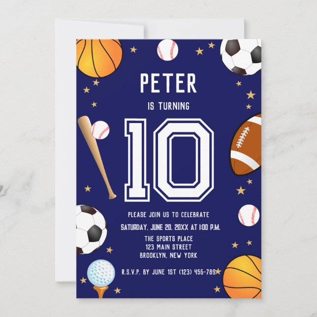 Boys Modern Sports Kids Birthday Invitation (Front)