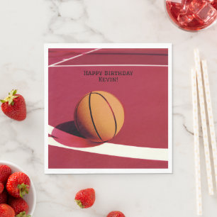 Boys  Modern Sports Kids Red Court Basketball  Napkin