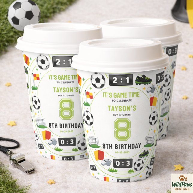 Boys Modern Sports Soccer Kids 8th Birthday Party Paper Cups (Boys Modern Sports Soccer Kids 8th Birthday Party Paper Cups
)