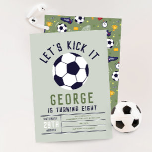 Boys Modern Sporty Soccer Kids Birthday Invitation