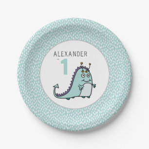 Boys Monster 1st Birthday Party Paper Plate