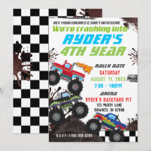 Boys Monster Truck Birthday Party Invitations