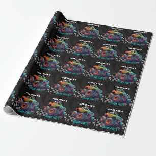 Boys Monster Truck Rally Birthday Party Wrapping Paper