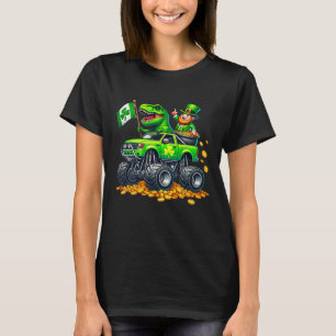Boys Monster Truck T-rex Leprechaun St Patricks Da T-Shirt