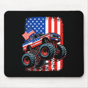Boys Monster Truck Usa Flag Monster Truck 4th Of J Mouse Mat