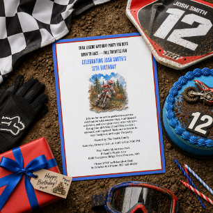 Boys Motocross Dirt Bike 12th Birthday  Invitation