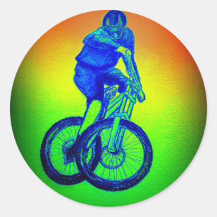 Boys mountain bike T Shirt presents MTB Classic Round Sticker