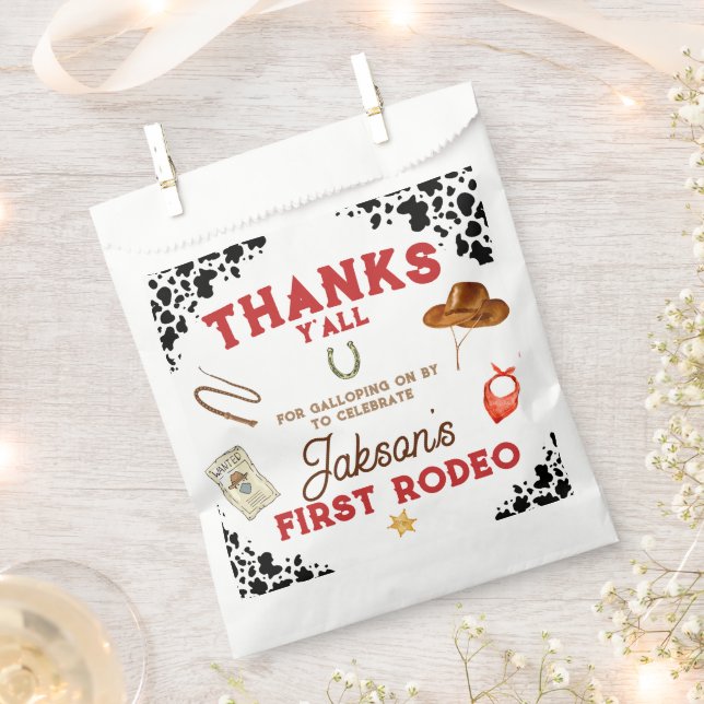 Boys My First Rodeo Cowboy 1st Birthday Favour Bags (Clipped)