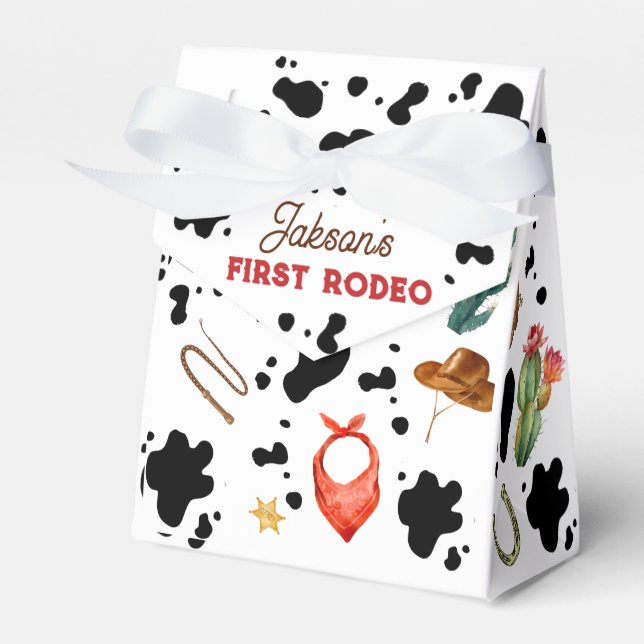 Boys My First Rodeo Cowboy 1st Birthday Favour Box (Front Side)