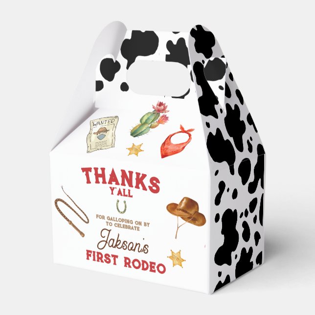 Boys My First Rodeo Cowboy 1st Birthday Favour Box (Back Side)