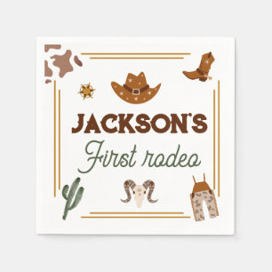 Boys My First Rodeo Cowboy 1st Birthday Napkin