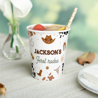 Boys My First Rodeo Cowboy 1st Birthday Paper Cups