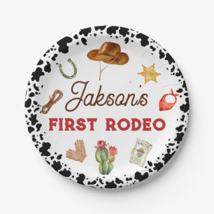 Boys My First Rodeo Cowboy 1st Birthday Paper Plate