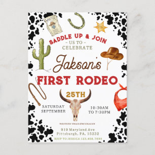 Boys My First Rodeo Cowboy 1st Birthday Postcard