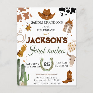 Boys My First Rodeo Cowboy 1st Birthday Postcard