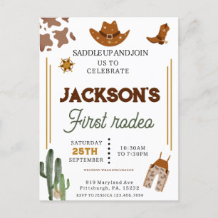 Boys My First Rodeo Cowboy 1st Birthday Postcard