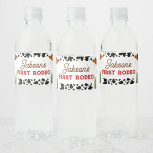 Boys My First Rodeo Cowboy 1st Birthday Water Bottle Label