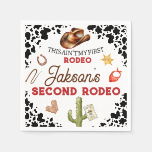 Boys My Second Rodeo Cowboy 2nd Birthday Napkin